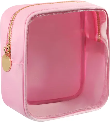 Miniatura 9 de Bolsa de maquillaje de viaje cosmética bolsa de maquillaje de aseo Orgnizer para mujeres, Sacos transparentes de color rosa intenso, Internacional