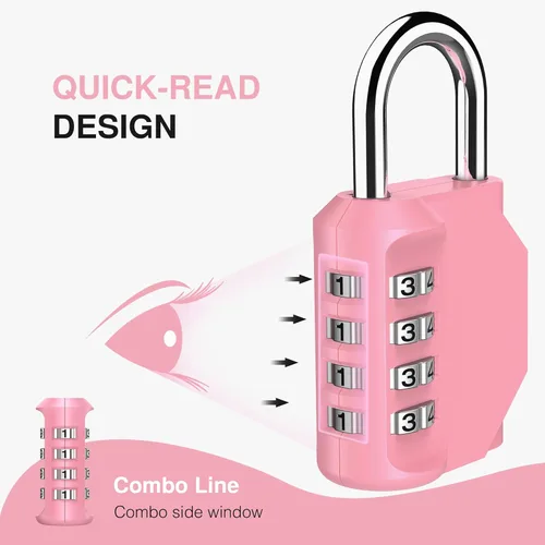 Miniatura 3 de Puroma 1 paquete de candado de combinación de 4 dígitos impermeable al aire libre para taquilla, para escuela, gimnasio, deportes, cerca, caja