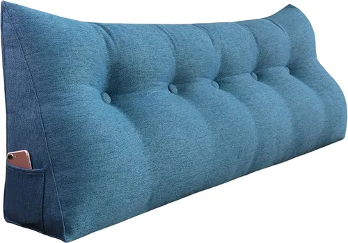 Miniatura 15 de Almohada de cuña gruesa de 14 libras tamaño King para cabecero, posicionador de cuerpo, almohada de lectura triangular para sentarse en la cama