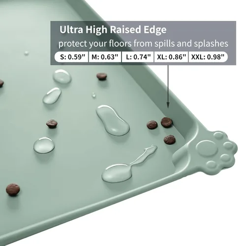 Miniatura 3 de Reopet - Tapete impermeable para alimentación de mascotas con bordes elevados altos, manteles individuales más pesados y gruesos para tazón de agua