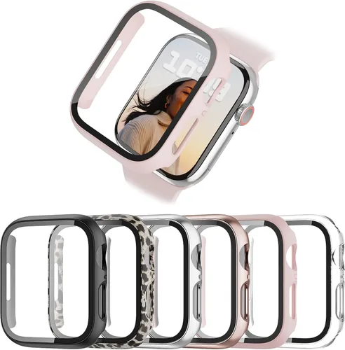 Miniatura 11 de Pack de 6 fundas para Apple Watch Series 11/10 de 42 mm con protector de pantalla de vidrio templado, BHARVEST Funda protectora de policarbonato