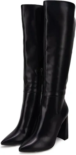 Miniatura 5 de Botas altas hasta la rodilla para mujer, con puntera puntiaguda, pantorrilla ancha, bloque grueso, cremallera lateral, botas Go-go