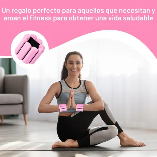 Miniatura 6 de Juego de pesas de muñeca de 2, pesas portátiles para brazos y piernas para mujeres y hombres, pesas ajustables de muñeca y tobillo para caminar, Rosa