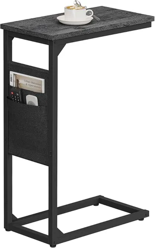Miniatura 22 de TUTOTAK - Mesa auxiliar en forma de C, mesa lateral para sofá, mesa de sofá con bolsa de almacenamiento, bandeja para TV para sala de estar, Negro
