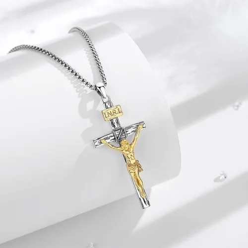 Miniatura 138 de Vito Collar de plata de ley 925 para mujeres y hombres, San Benito, crucifijo, Caravaca, San Cristóbal, San Judas, medalla patronal, amuleto