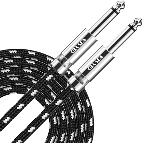 Miniatura 20 de Cable de guitarra de 10 pies, cable de instrumento profesional para guitarra eléctrica, cable AMP, cable TS de 1/4 de pulgada para guitarra, bajo