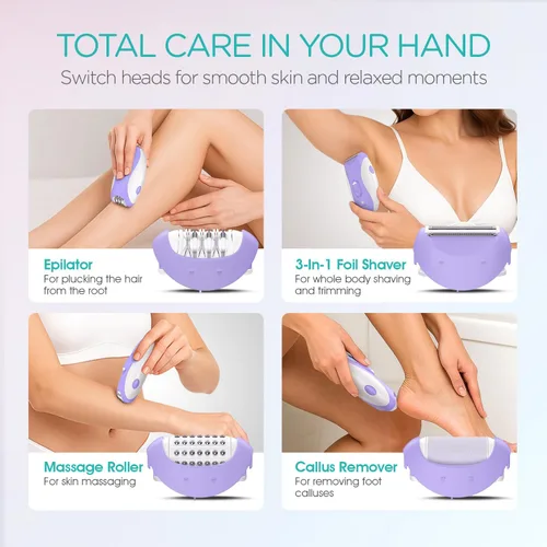 Miniatura 6 de VOGOE Depiladora para mujer, depiladora inalámbrica para mujeres, depiladora eléctrica 4 en 1, 2 velocidades y 21 pinzas para cara, piernas, brazos