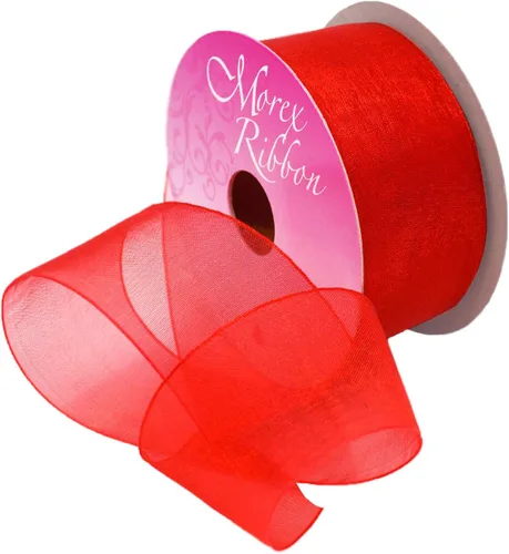 Miniatura 93 de Morex Ribbon 91803/100-609 Cinta de nailon Organdy, 5/8 pulgadas por 100 yardas, color rojo