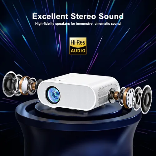 Miniatura 7 de Proyector inteligente ANSI 1500, proyector HOMPOW 4K con WiFi y Bluetooth, mini proyector, sistema de transmisión integrado, proyector