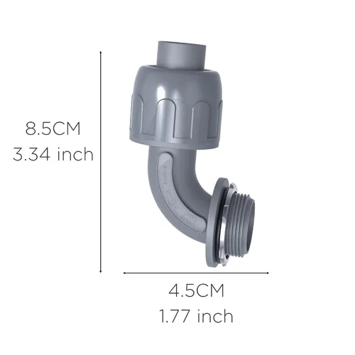 Miniatura 3 de Conectores de conducto hermético de 1/2 pulgada, conector no metálico NPT para accesorios de conducto flexibles eléctricos de PVC, 90 grados