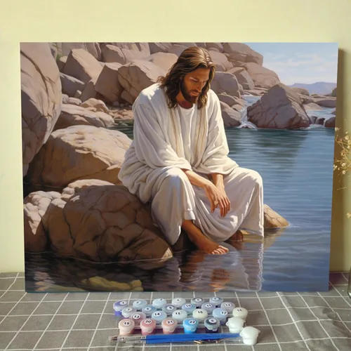 Miniatura 14 de Kits de pintura por números para adultos principiantes, pintura al óleo sobre lienzo de 16 x 20 pulgadas, lámpara de flores y óleo, pigmento 4-Art-06