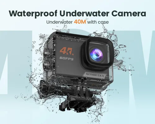 Miniatura 4 de Cámara de acción 4K60FPS con pantalla táctil, cámara subacuática impermeable de 131.2 ft con tarjeta SD de 64 G, cámara de estabilización de 6 ejes