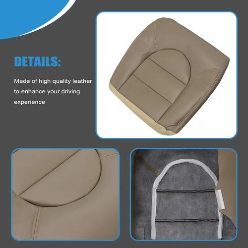 Miniatura 3 de Priprilod Funda de cuero de repuesto para asiento de conductor compatible con Ford F250 F350 F450 F550 Lariat 1999 2000
