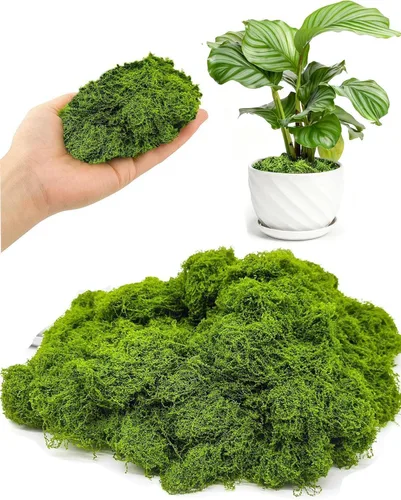 Musgo artificial de 10.5 onzas para plantas de interior, musgo verde sintético en maceta, decoración de jardín