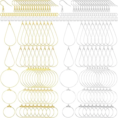 Miniatura 11 de OIIKI 280 aros de cuentas para aretes, 4 tamaños chapados en oro/plata, aros abiertos, anillos de metal para aretes, accesorios decorativos