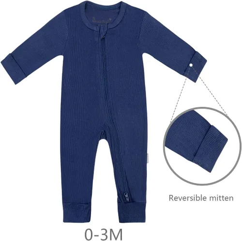 Miniatura 2 de Jimonda Pijama sin pies de bambú,Mameluco unisex de una pieza para bebé,Cierre de cremallera de 2 vías