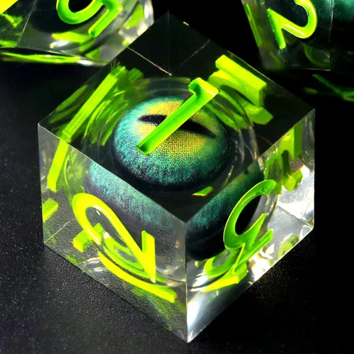 Miniatura 22 de FONVGOGO Dados Ojo de Dragón para Mazmorras y Dragones, Juego de Dados de Resina de Borde Afilado con Núcleo Líquido D&D Dados Poliédricos del Ojo