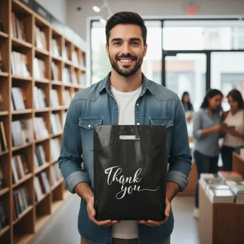 Miniatura 17 de Rainbows & Lilies 100 Bolsas de Plástico de Agradecimiento con Asas - 12"An x 15"Al Bolsas de Compras Gruesas Reutilizables al Por Mayor para Negro