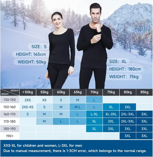Miniatura 5 de Ropa interior térmica con calefacción para hombres y mujeres ropa interior larga con calefacción conjuntos de capa base Johns camisa calefactada