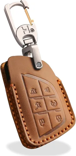 Miniatura 9 de OLLEN Funda de cuero genuino para llavero 2021-2026, apta para GMC Yukon Denali Sierra Chevy Silverado Suburban Tahoe Buick, etc., protector