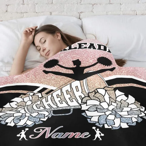 Miniatura 4 de Manta de bebé personalizada con estampado de animadora con nombre, manta de forro polar suave para niñas y niños, recién nacidos, regalo