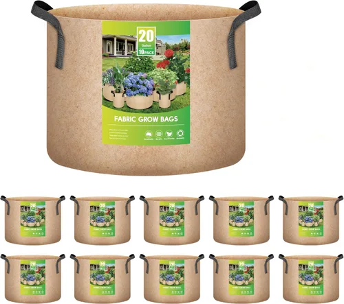 Miniatura 9 de iPower Paquete de 10 bolsas de cultivo de 3 galones, macetas de tela no tejida, contenedor de aireación con asas de correa para jardín y plantación