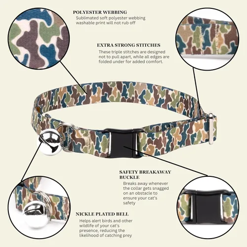 Miniatura 5 de Country Brook Petz - Creekbottom Camo Cat Collar - Camouflage Collection Featuring Rugged Designs