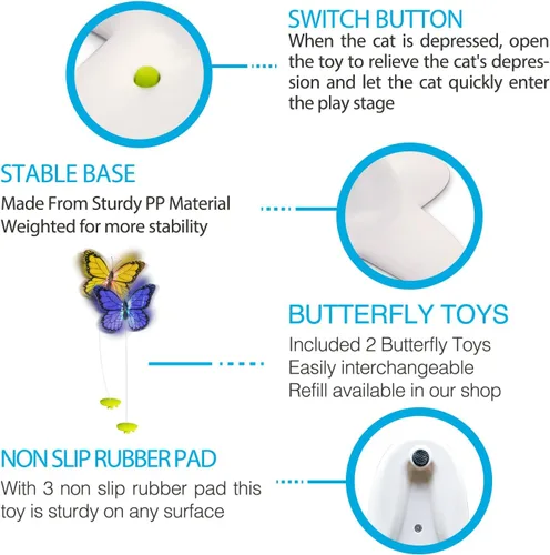 Miniatura 5 de ALL FOR PAWS Juguetes interactivos para gatos de mariposa flutter insecto gato juguete automático estimulante gatito juguetes enriquecimiento