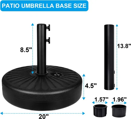 Miniatura 2 de Simple Deluxe - Base resistente para sombrilla de patio de 20" con soporte de acero, rellenable con agua, para exteriores, césped, jardín, redonda