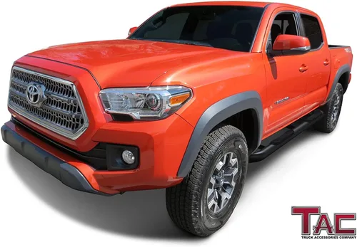 Miniatura 3 de TAC - Estribos laterales para Toyota Tacoma 2005-2023, camioneta de doble cabina de 3 pulgadas, barras laterales negras, barras Nerf, rieles