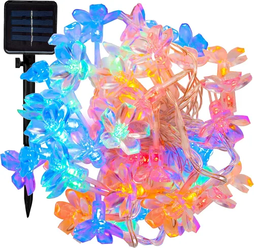 Miniatura 15 de Hometown Evolution, Inc. Tira de luces de burbujas de aire alimentadas por energía solar, 30 LED blanco cálido, 8 modos, impermeable al aire libre