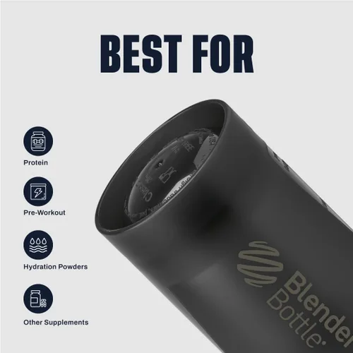 Miniatura 4 de BlenderBottle Classic V2 - Botella mezcladora perfecta para batidos de proteínas y preentrenamiento, 28 onzas, gris/negro, sombra negra