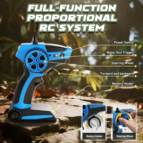 Miniatura 6 de Coche de control remoto, juguetes impermeables de camiones monstruos, autos RC anfibios 1:18, 2.4 GHz 4WD todo terreno, camión de juguete, juguetes