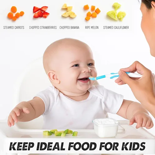 Miniatura 9 de ARSUK Paquete de 8 recipientes de comida para bebés de 4 onzas con tapas, tarros de plástico reutilizables para aperitivos, puré y aderezos
