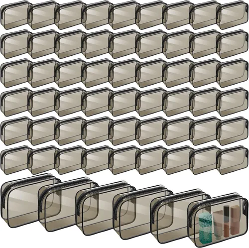 Miniatura 10 de Bolsas de maquillaje transparentes a granel, bolsa de aseo de viaje de 7 x 5.5 x 1.6 pulgadas, bolsa de PVC con cremallera, estuche de plástico