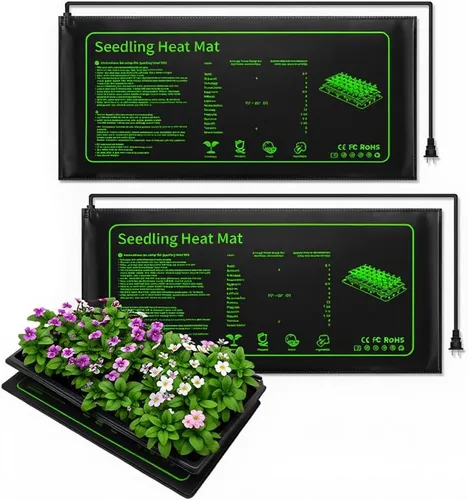 RooTrimmer Paquete de 2 alfombrillas térmicas de grafeno aptas para bandejas de plántulas 1020, tapete térmico impermeable de 20 W para semillas de
