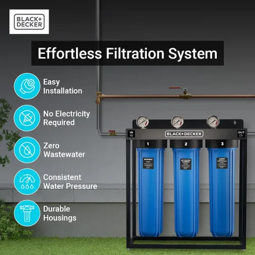 Miniatura 5 de BLACK+DECKER Sistema de filtro de agua para toda la casa Antiincrustante Sistema de filtración de 3 etapas para toda la casa, filtro anti-escala
