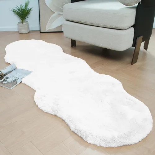 Miniatura 46 de Latepis Alfombra Pequeña Negra Esponjosa 2x3 pies Manta de Piel Sintética de Conejo Alfombra Suave Lavable Alfombras Peludas Shag para Dormitorio