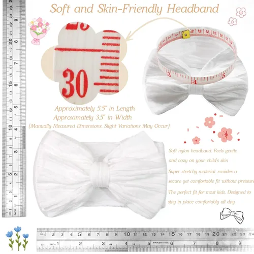 Miniatura 2 de CÉLLOT 6 piezas de diademas con moño para bebé, diademas de nylon, accesorios para el pelo con moño para bebé niña, esenciales para recién nacidos