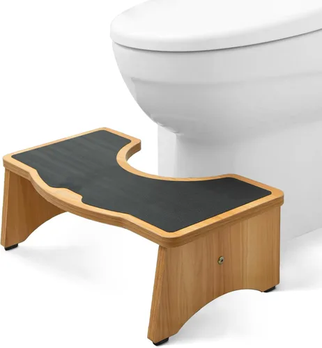 Miniatura 7 de StrongTek Taburete de inodoro mejorado en cuclillas, taburete de madera para baño, madera extra gruesa, capacidad resistente de 350 libras, cómodo