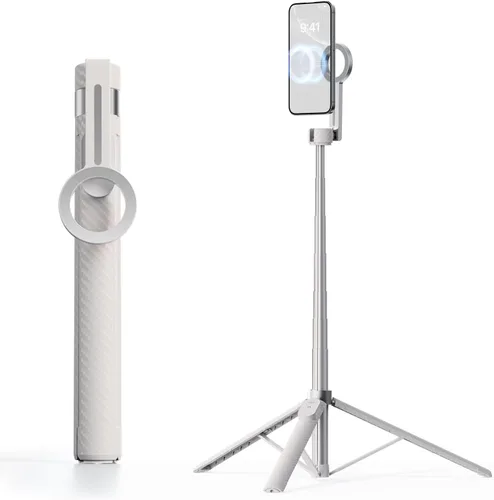 Miniatura 10 de TODI Trípode magnético de 65" para iPhone con control remoto, palo de selfie para iPhone Magsafe, soporte de trípode para teléfono celular