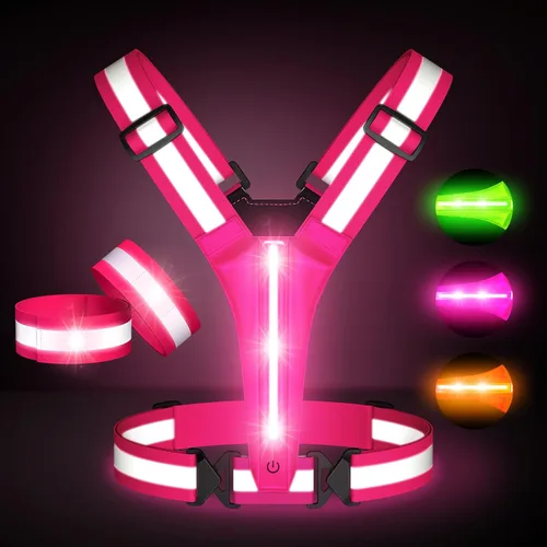 Miniatura 8 de Chaleco reflectante para correr con luz LED, chaleco reflectante recargable de alta visibilidad