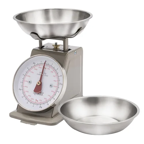 MARLIZ Báscula de cocina retro pequeña 4.4Lb/4.4 lbs con 2 cuencos | Esfera mecánica | Vintage | Pesa para alimentos| bascula de cocina|Báscula de