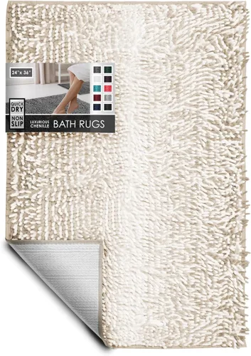 Miniatura 19 de Hearth & Harbor Alfombras de baño, tapete de baño de chenilla - Alfombras de baño lavables a máquina para baño con respaldo antideslizante de goma