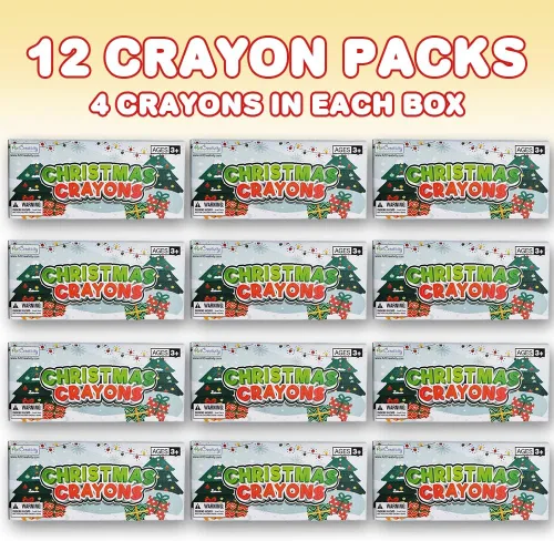 Miniatura 2 de ArtCreativity Crayones de Navidad para niños a granel, 12 cajas, cada caja con 4 crayones de colores, ideales para paquete de recuerdos de fiesta
