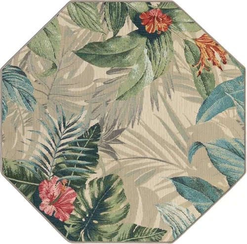 Miniatura 3 de Unique Loom Outdoor Botanical Collection - Alfombra Kula (4 pies 1 pulgada octágono multi/gris)