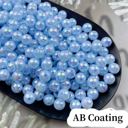 Miniatura 4 de 300 cuentas de perlas para manualidades de 0.315 pulgadas (0.315 in), cuentas redondas sueltas de perlas para collares, pulseras, aretes, Azul claro