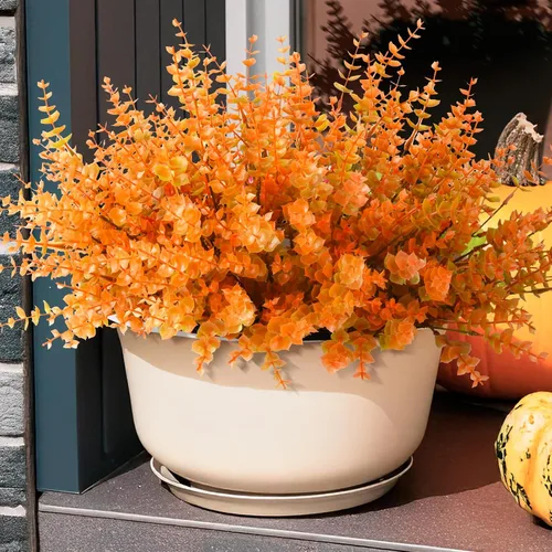 Plantas artificiales de imitación para decoración de otoño al aire libre, 12 piezas de arbustos de boj de plástico de eucalipto falsos realistas