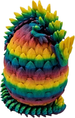 Miniatura 2 de Huevos de Dragón Impresos en 3D con Articulaciones de Gemas - Figuras de Dragón Vibrantes para Alivio de ADHD, Autismo y Ansiedad - Articulaciones