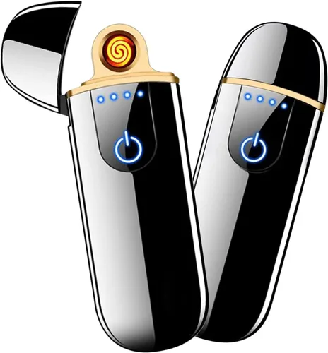 Miniatura 14 de Encendedor electrónico recargable por USB, encendido inteligente de doble cara, resistente al viento, plasma ligero, regalo portátil para novios